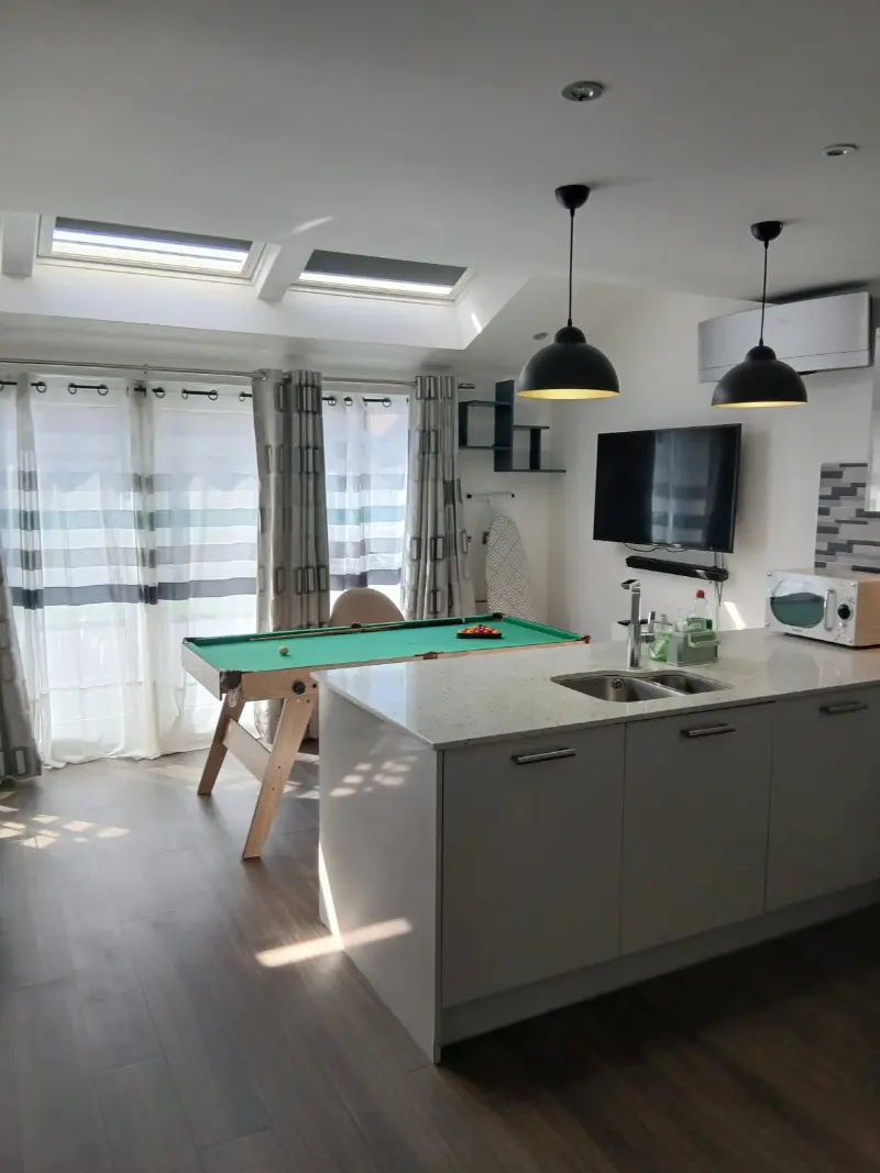 Kitchen diner with skylights and island unit